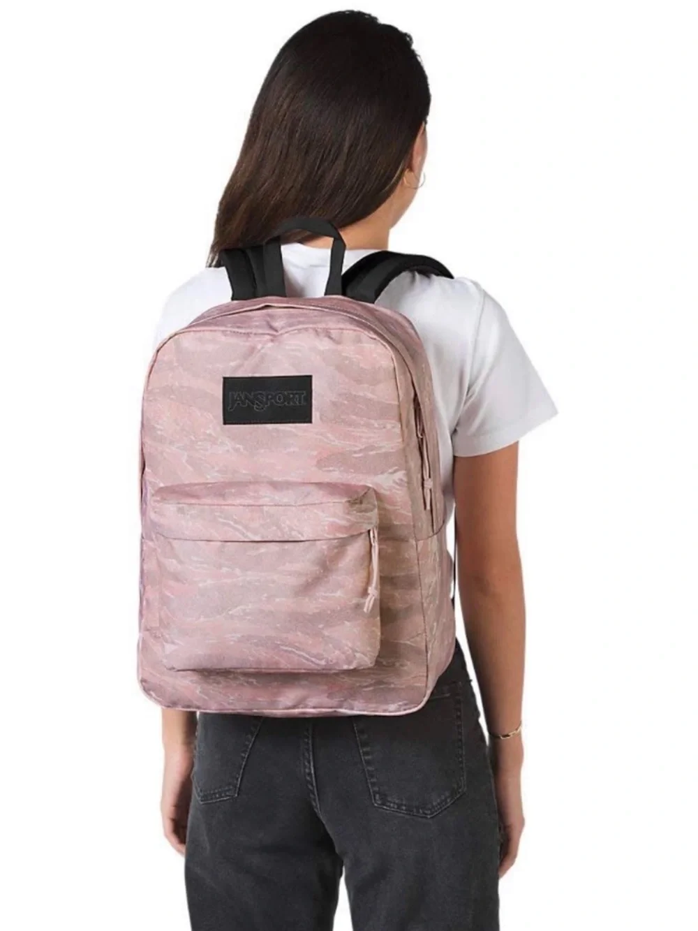 JANSPORT Pink Superbreak LS Rose Smoke Tiger Camo Backpack